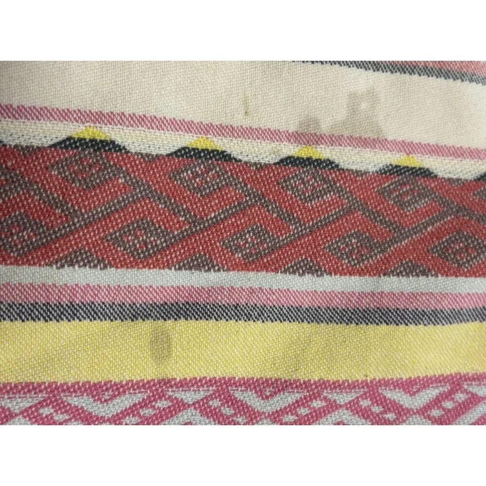 Set of 8 Bright Pink Rainbow Colorful Mexican Striped Woven Fabric‎ Napkins